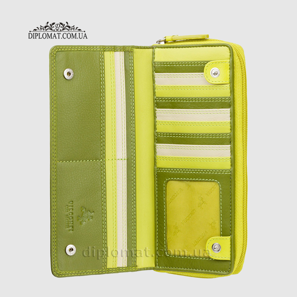 Кошелек женский кожаный VISCONTI RB55 Honolulu c RFID  Lime Multi  Лайм