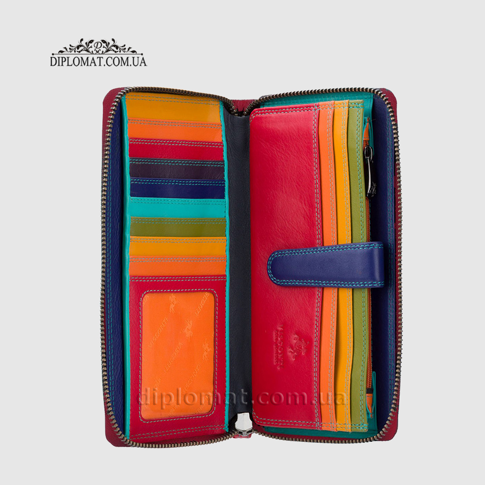Кошелек женский на молнии VISCONTI SP33 Iris c RFID  Red/Multi Красный Мультиколор