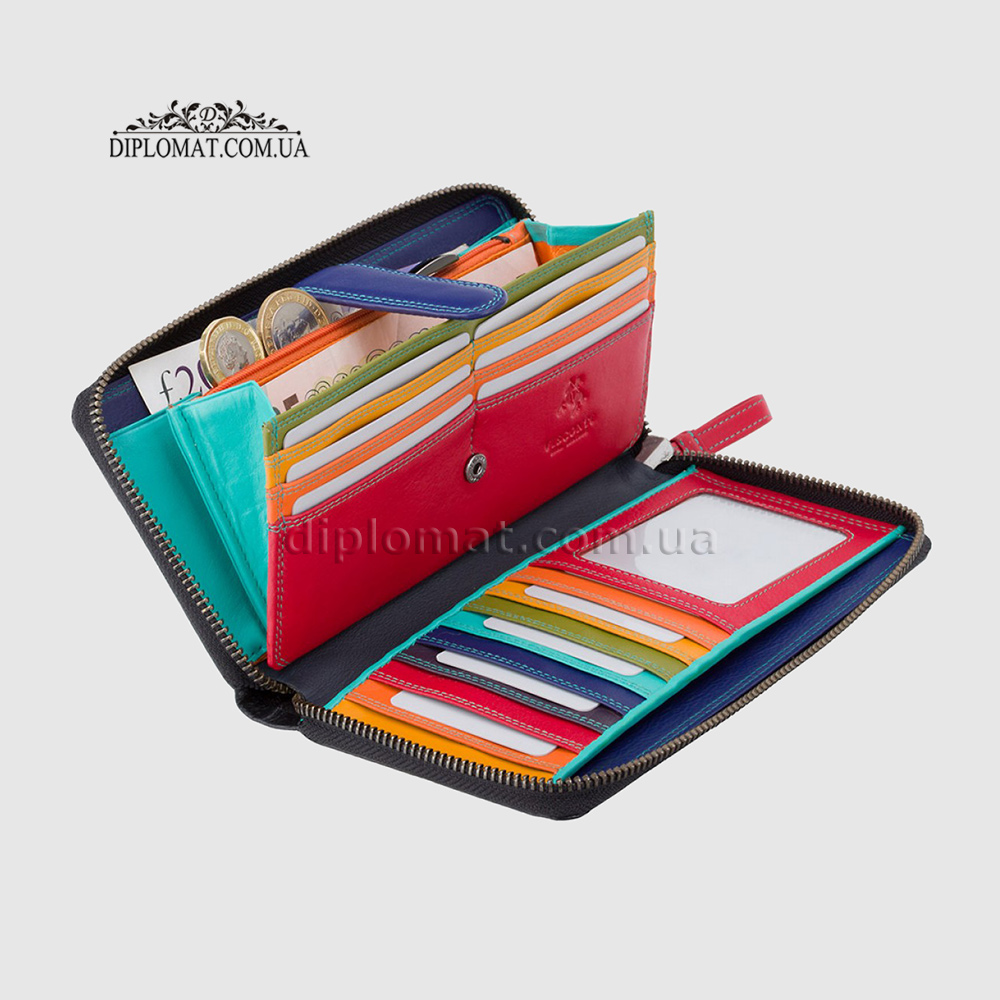 Кошелек женский на молнии VISCONTI SP33 Iris c RFID  Black Multi    Черный Мультиколор