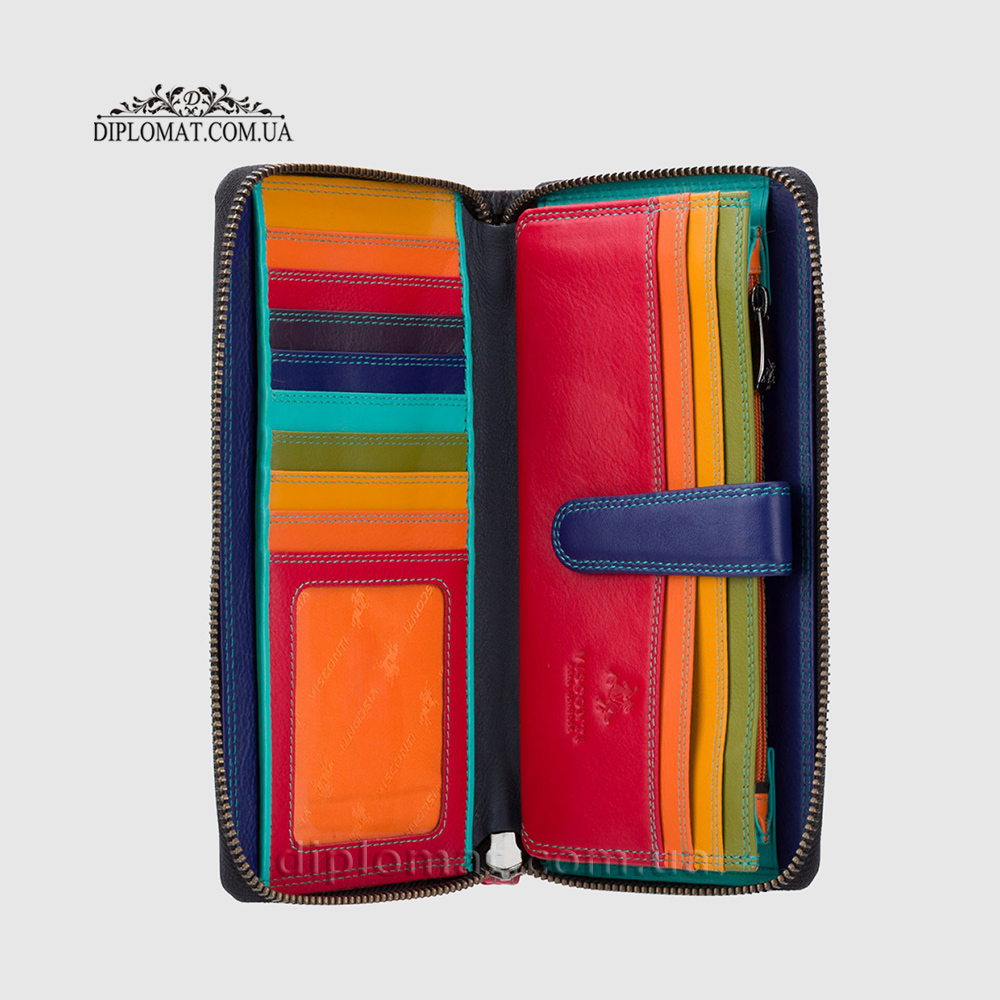 Кошелек женский на молнии VISCONTI SP33 Iris c RFID  Black Multi    Черный Мультиколор