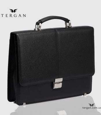 Мужской кожаный портфель на одно отделение TERGAN 21452 С кодовым замком SIYAH FLOATER Черный