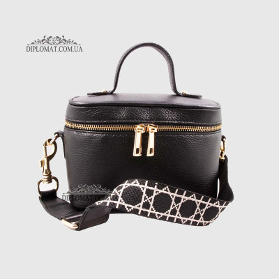 Сумка-Сундучок EMANUELA FERRETTI 6721 Женская Кожаная  BLACK floater Черный