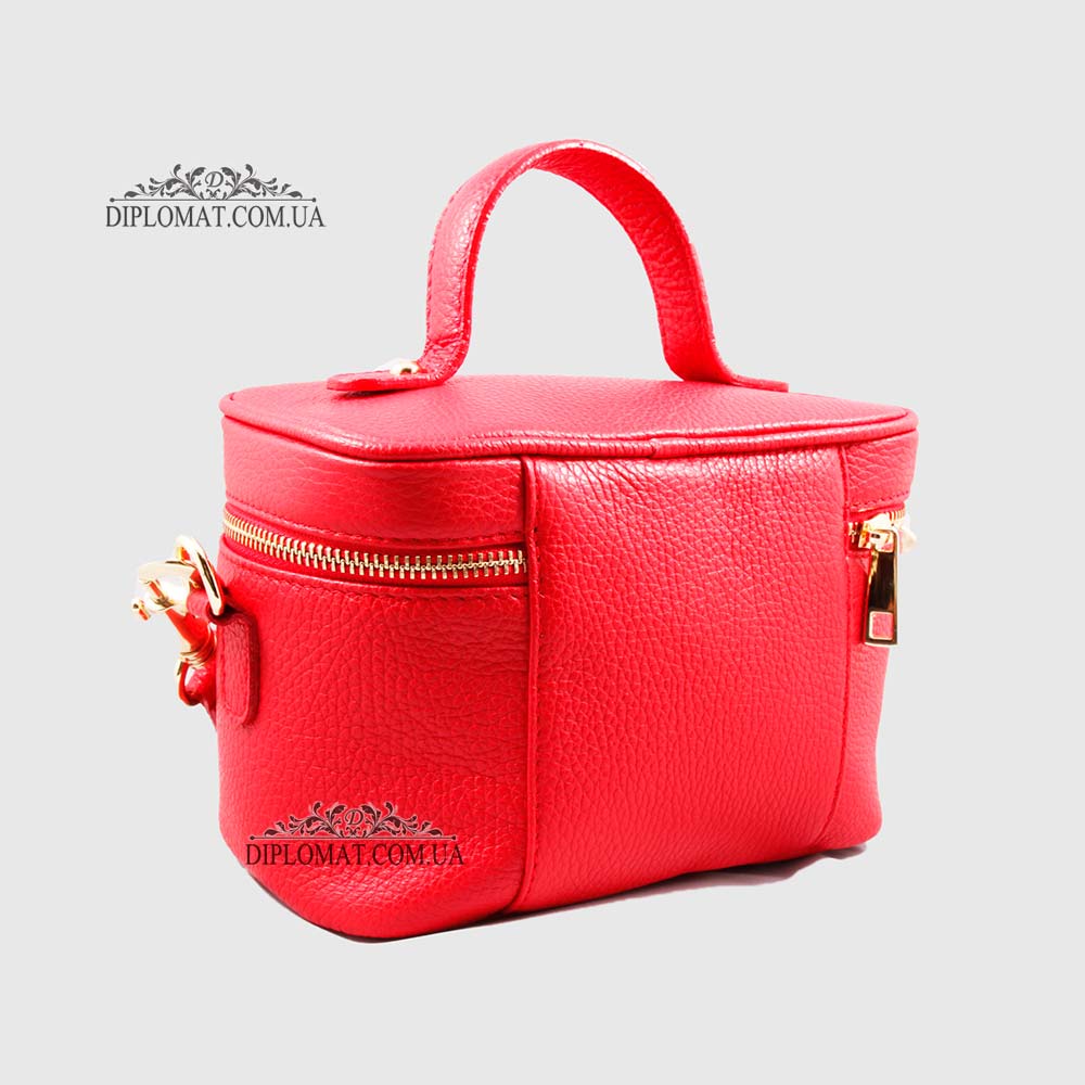 Сумка-Сундучок EMANUELA FERRETTI 6721 Женская Кожаная  RED floater Красный/Розовый