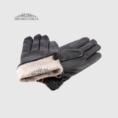 Перчатки мужские NUMBER one no.1 Кожаные с Шерстяной трикотажной подкладкой Черные  LAMB BLACK Размер 11,5  Черный