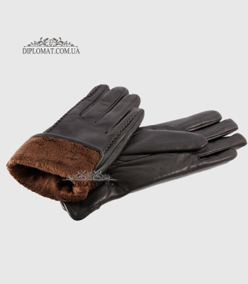 Перчатки женские VOGUE GLOVES K230 Кожаные Подкладка флис ЧерныеLAMB BLACK Размер 6,5