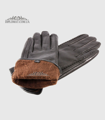 Перчатки женские VOGUE GLOVES K230 Кожаные Подкладка флис ЧерныеLAMB BLACK Размер 7