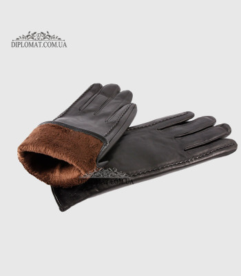 Перчатки женские VOGUE GLOVES K230 Кожаные Подкладка флис ЧерныеLAMB BLACK Размер 7,5