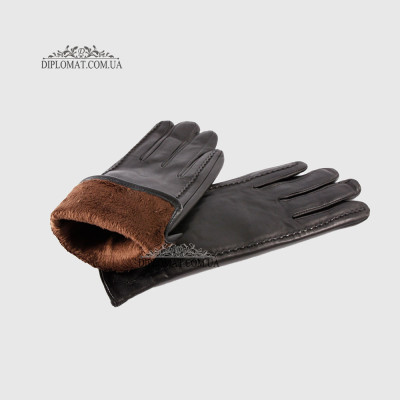 Перчатки женские VOGUE GLOVES K230 Кожаные Подкладка флис Черные LAMB BLACK Размер 7,5  Черный