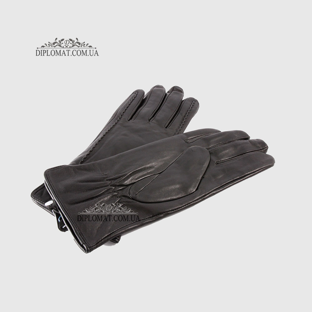 Перчатки женские VOGUE GLOVES K230 Кожаные Подкладка флис Черные LAMB BLACK Размер 7,5  Черный