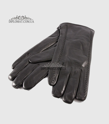 Перчатки женские VOGUE GLOVES K230 Кожаные Подкладка флис ЧерныеLAMB BLACK Размер 8