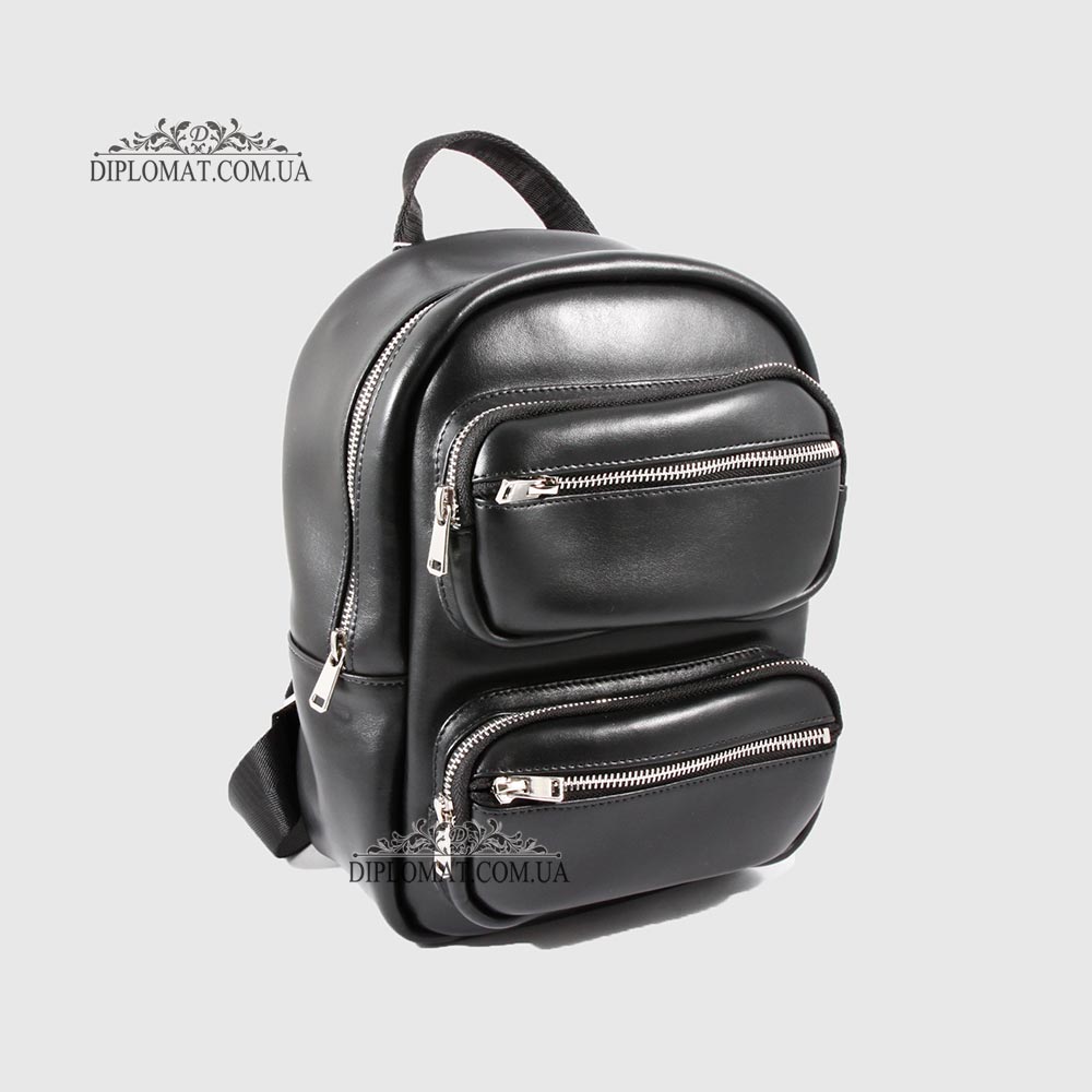 Рюкзак женский VALIENTE 1067 с двумя накладными карманами  PRADA Black Черный