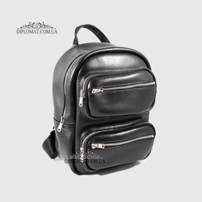 Рюкзак женский VALIENTE 1067 с двумя накладными карманами  PRADA Black Черный