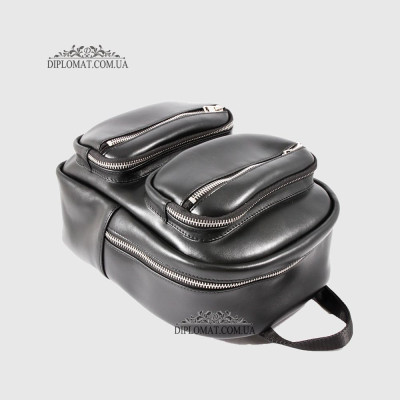 Рюкзак женский VALIENTE 1067 с двумя накладными карманами  PRADA Black Черный