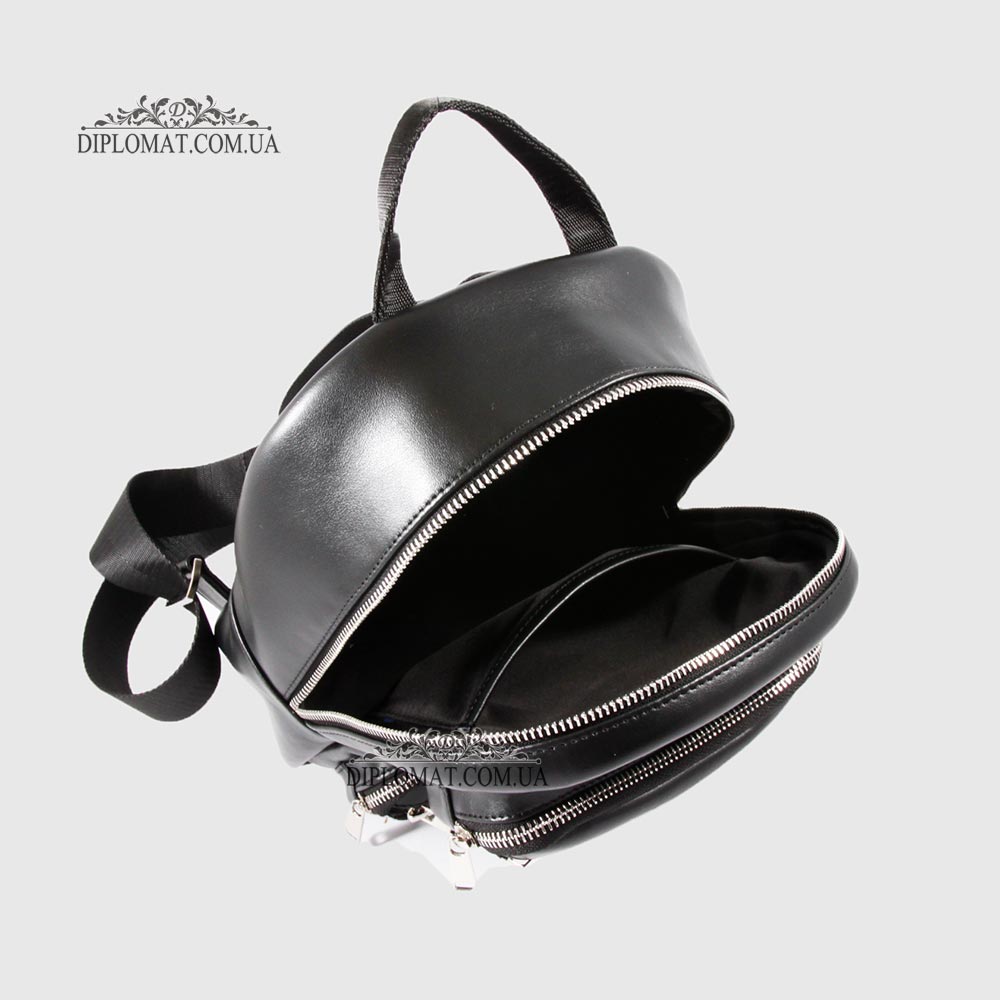 Рюкзак женский VALIENTE 1067 с двумя накладными карманами  PRADA Black Черный