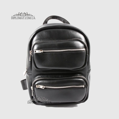 Рюкзак женский VALIENTE 1067 с двумя накладными карманами  PRADA Black Черный