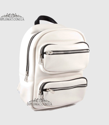 Рюкзак женский VALIENTE 1067 с двумя накладными карманами PRADA Milk