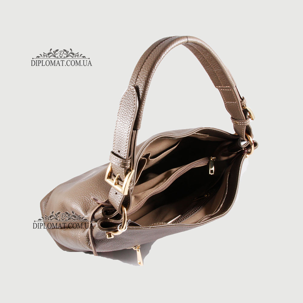 Сумка Женская На плечо Кожаная BELLINI Brolio 8696  TAUPE floater Серый