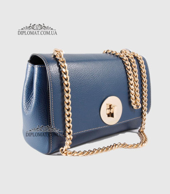 Клатч женский BELLINI Meleto Кожаный с металической цепочкой цвета золотаNAVY BLUE floater