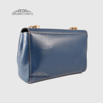 Клатч женский BELLINI Meleto Кожаный с металической цепочкой цвета золота NAVY BLUE floater Синий