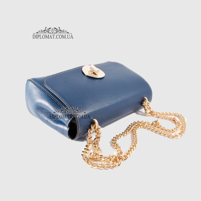 Клатч женский BELLINI Meleto Кожаный с металической цепочкой цвета золота NAVY BLUE floater Синий