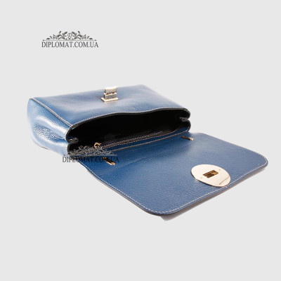 Клатч женский BELLINI Meleto Кожаный с металической цепочкой цвета золота NAVY BLUE floater Синий