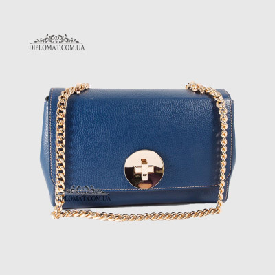 Клатч женский BELLINI Meleto Кожаный с металической цепочкой цвета золота NAVY BLUE floater Синий