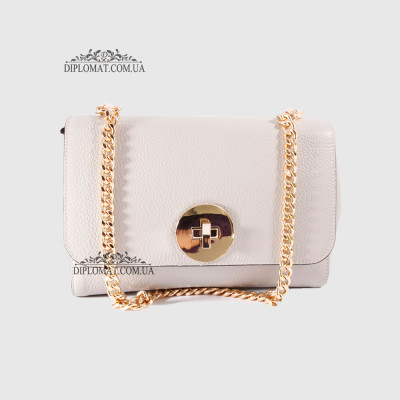 Клатч женский BELLINI Meleto Кожаный с металической цепочкой цвета золота CREAM  floater Серый