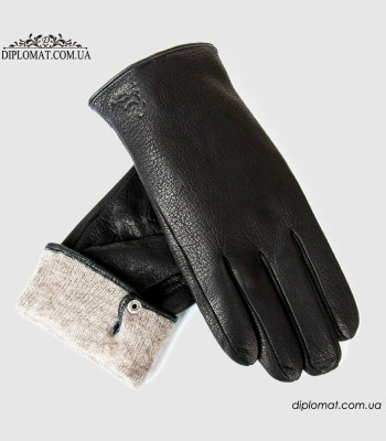 Перчатки мужские BALISA 201 Черные c кожи оленя DEER BLACK Размеры 10-12