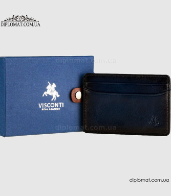 Картхолдер для карточек и ID документов VISCONTI AT54 Кожаный Burnish Blue