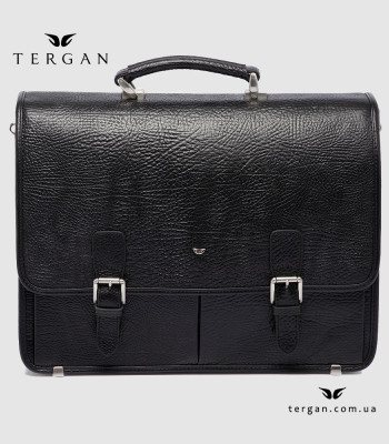 Мужской кожаный портфель с двумя замками и с двумя отделениями TERGAN 22775 SIYAH BRIC