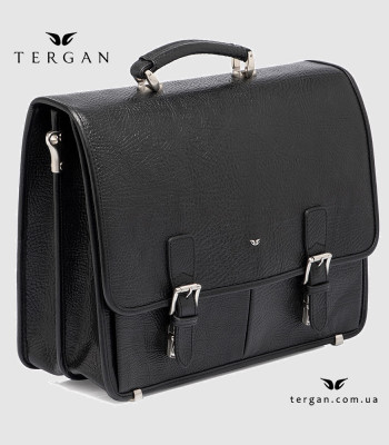 Мужской кожаный портфель с двумя замками и с двумя отделениями TERGAN 22775 SIYAH BRIC