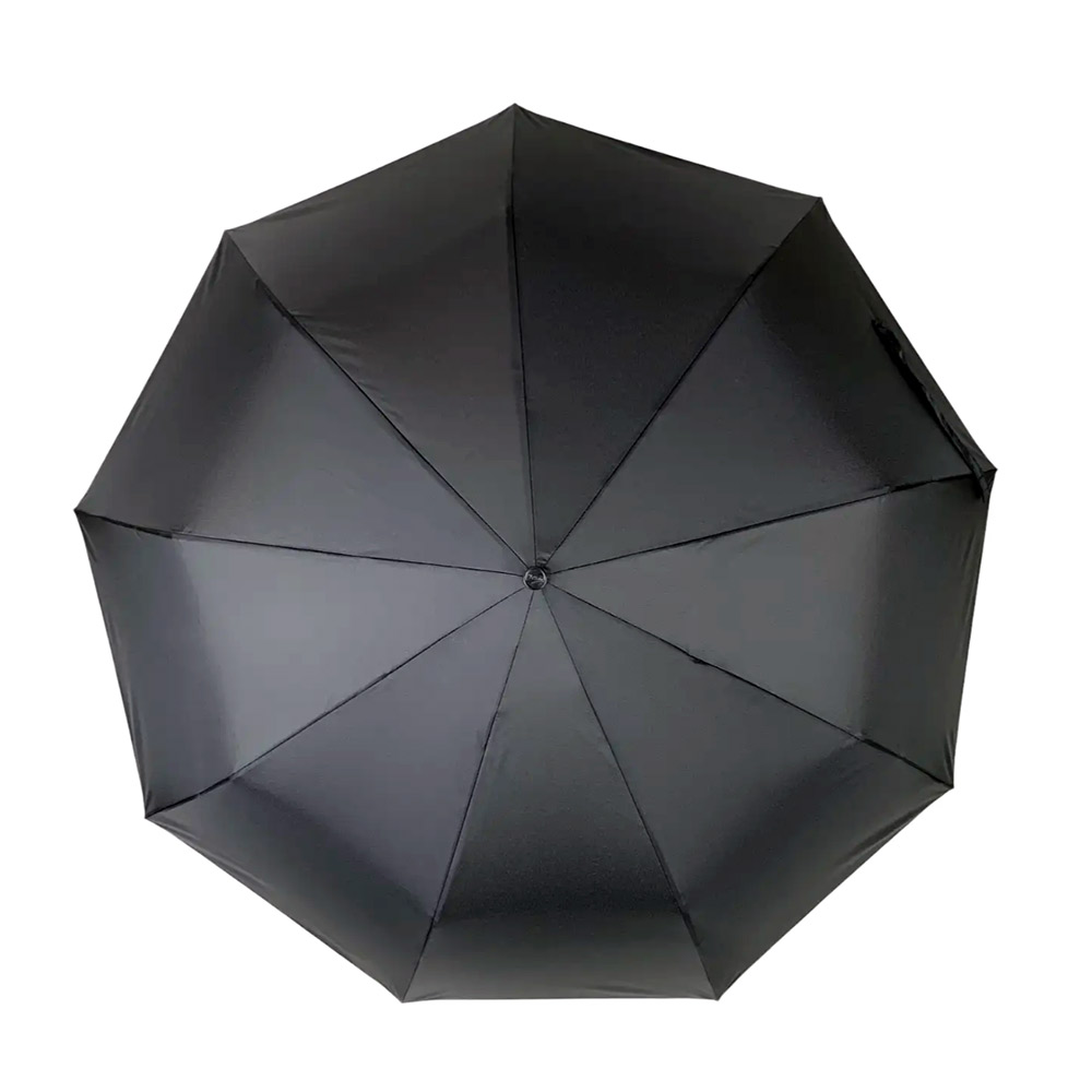 Зонт Полуавтомат Три Слона 34070  Pongee BLACK с прорезиненной ручкой  Черный
