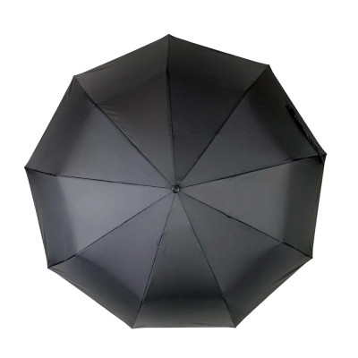 Зонт Полуавтомат Три Слона 34070  Pongee BLACK с прорезиненной ручкой  Черный