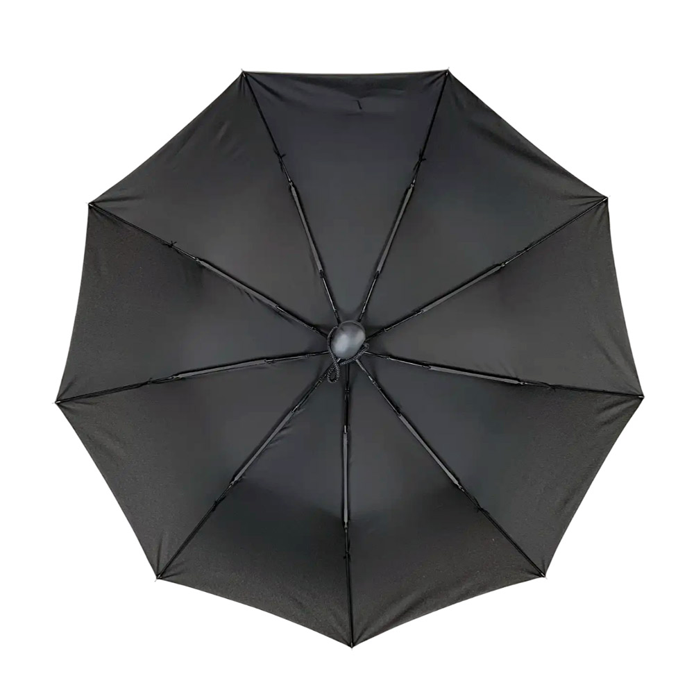 Зонт Полуавтомат Три Слона 34070  Pongee BLACK с прорезиненной ручкой  Черный