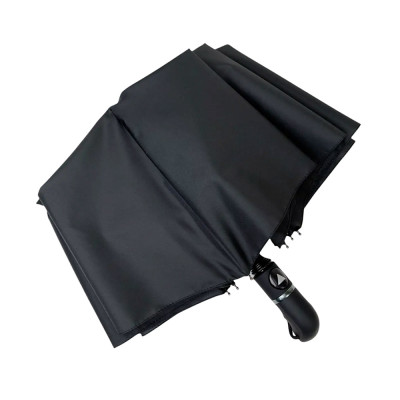 Зонт Полуавтомат Три Слона 34070  Pongee BLACK с прорезиненной ручкой  Черный