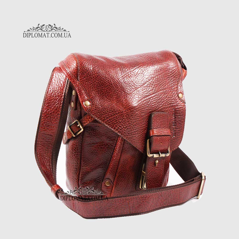 Сумка мужская TONY BELLUCCI T-5086 Кожаная с ремнем через плечо  896 BROWN Коричневый