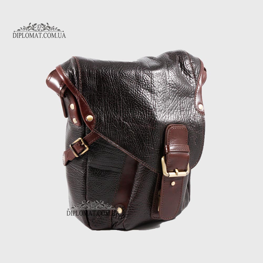 Сумка мужская TONY BELLUCCI T-5086 Кожаная с ремнем через плечо  886 D.BROWN Коричневый Коричневый