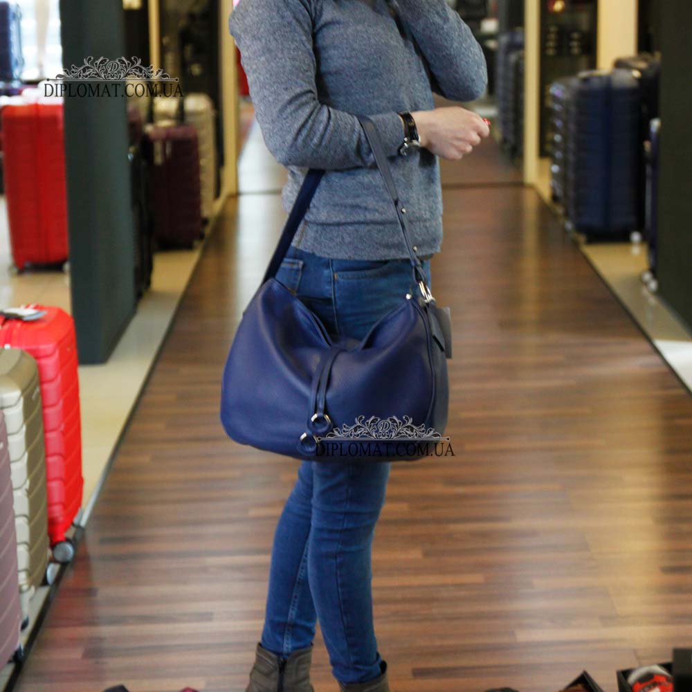 Сумка На плечо Женская  Кожаная Средняя BELLINI Cetina V0042  NAVY BLUE floater Синий