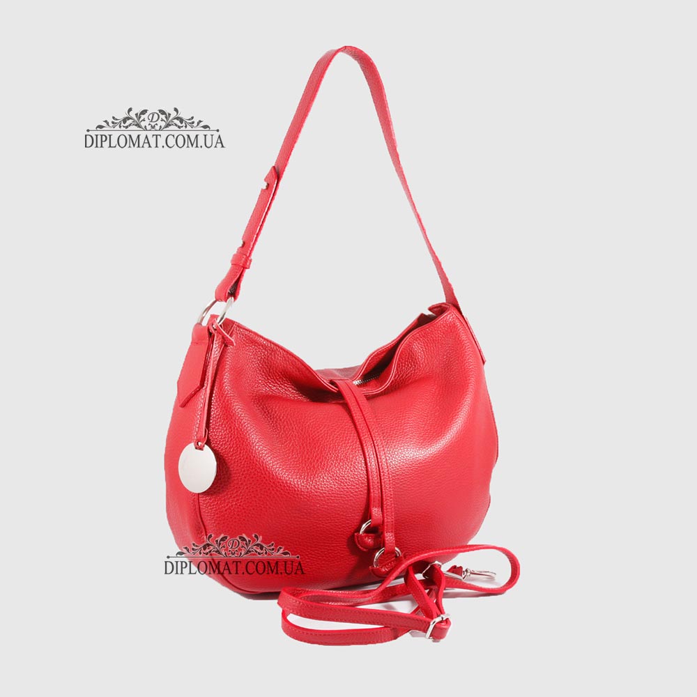 Сумка На плечо Женская  Кожаная Средняя BELLINI Cetina V0042  DARK RED floater Красный/Розовый