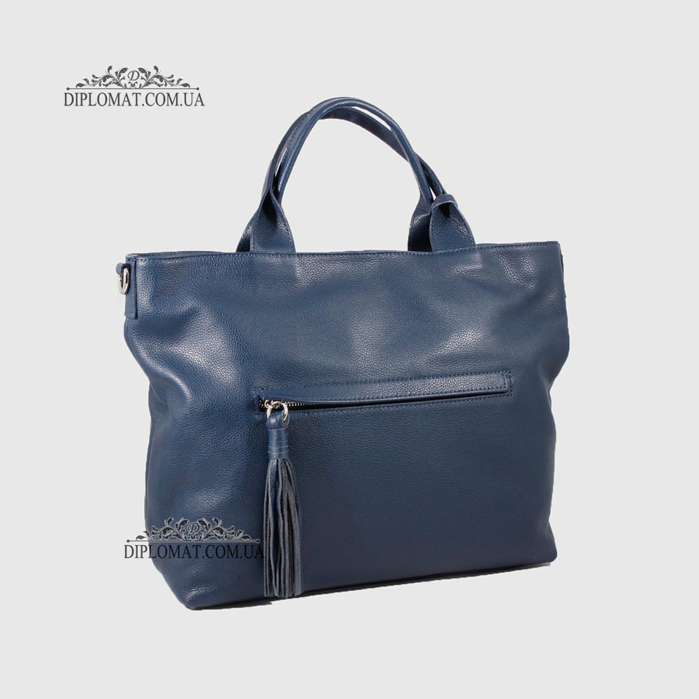 Сумка Женская На плечо Кожаная BELLINI Valdarno  NAVY BLUE crystal Синий