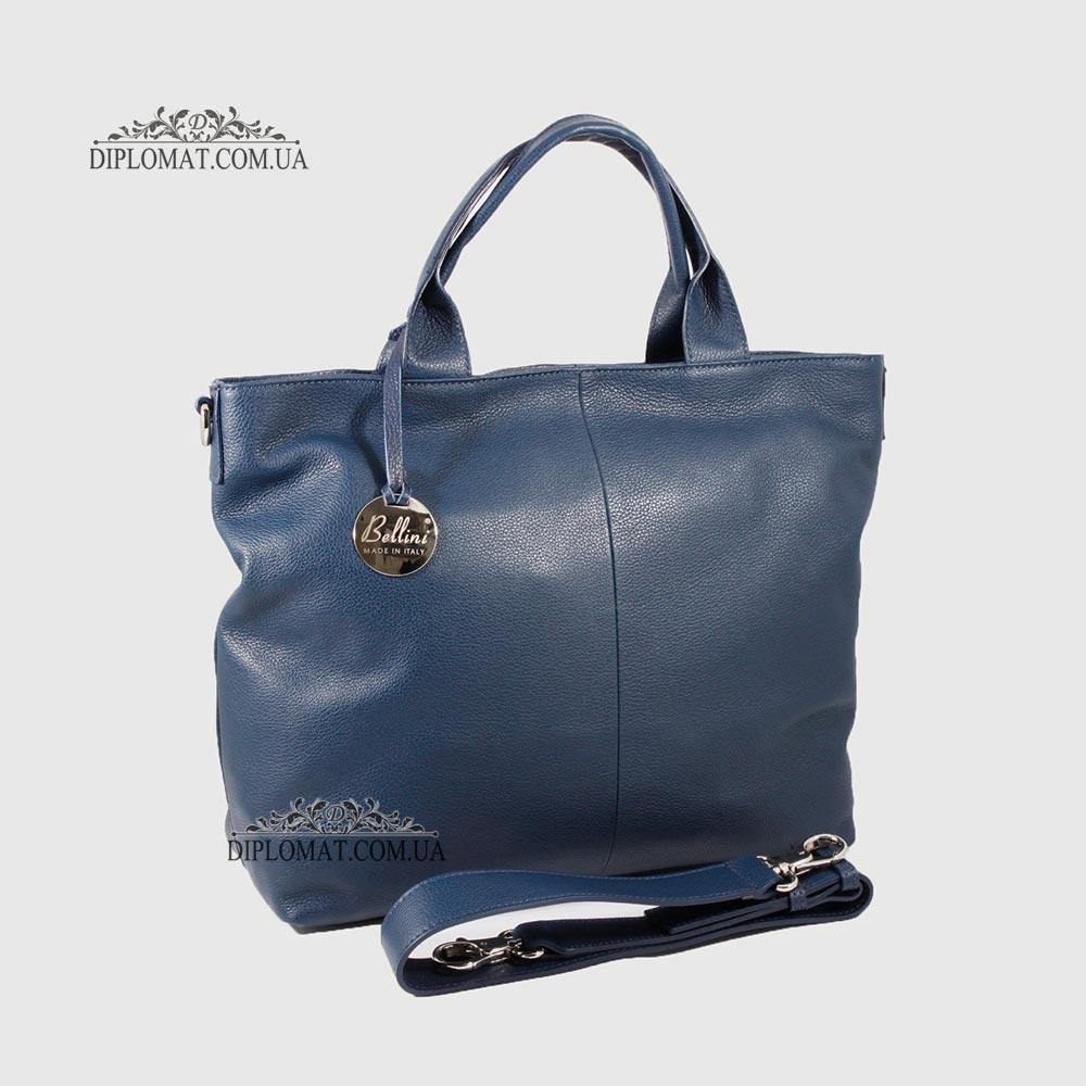Сумка Женская На плечо Кожаная BELLINI Valdarno  NAVY BLUE crystal Синий