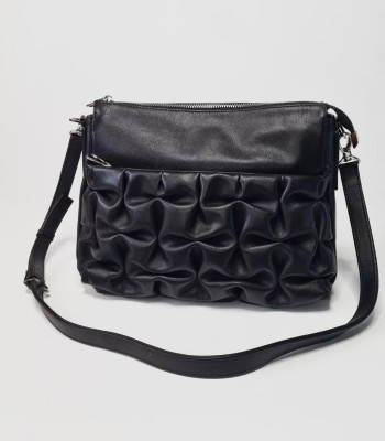 Стильная и элегантная Женская Кожаная сумка DVTEI 1110 BLACK smooth