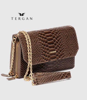 Клатч женский TERGAN 79671 Кожаный на два отделения на молнииKUM PITON/KUM ARSEL