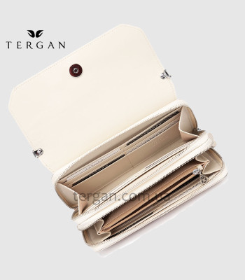 Клатч женский TERGAN 79671 Кожаный на два отделения на молнииBEJ ARSEL