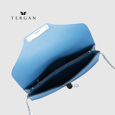 Клатч женский TERGAN 79475 Конвертом Кожаный На цепочке MAVI FLOATER Голубой