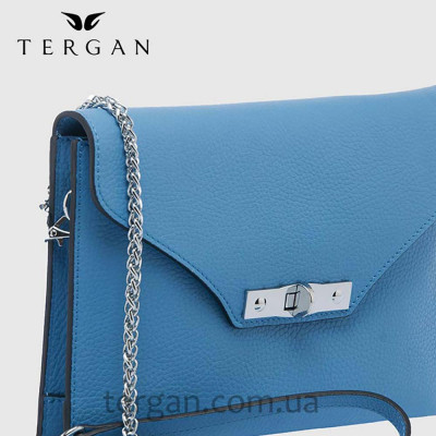 Клатч женский TERGAN 79475 Конвертом Кожаный На цепочке MAVI FLOATER Голубой