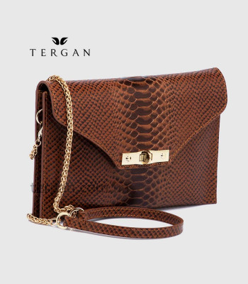 Клатч женский TERGAN 79475 Конвертом Кожаный На цепочкеTABA PYTHON