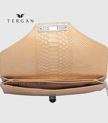 Клатч женский TERGAN 79475 Конвертом Кожаный На цепочкеBEJ PYTHON