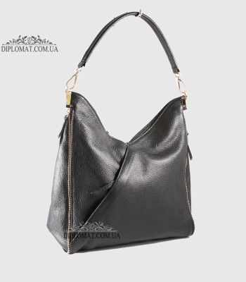 Сумка Женская BELLINI LC627G Кожаная На плечо С декоративными боковыми молниями BLACK floater