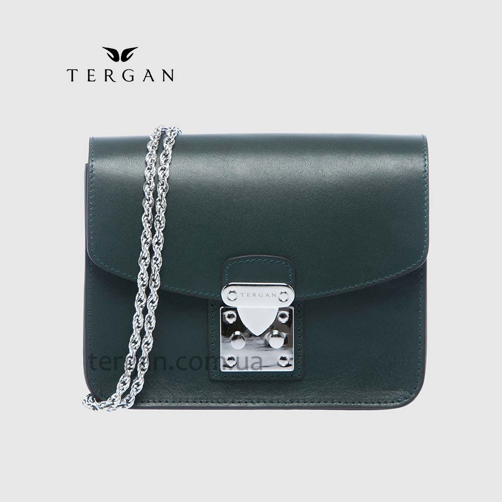 Сумка Женская TERGAN 78972 кожаная на цепочке на плечо YESIL ANALIN Зеленый